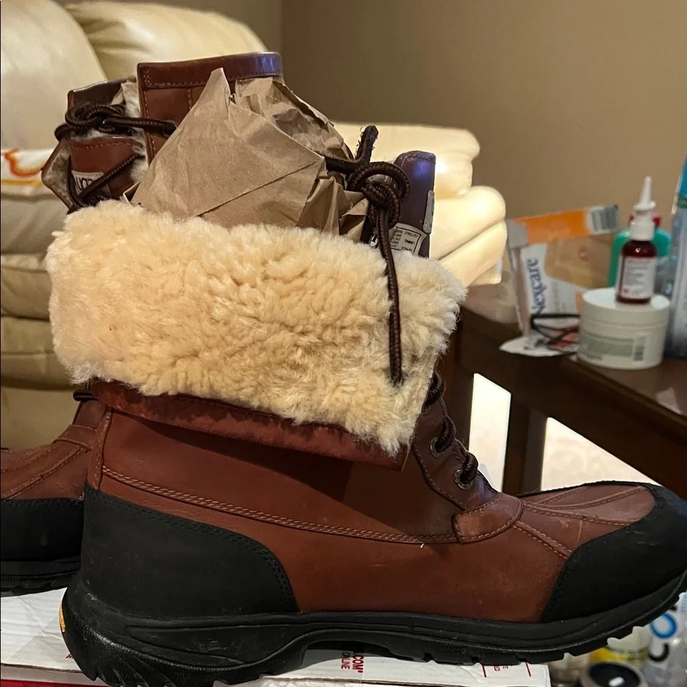 UGG Men’s Butte Shearling Winter Boots in Chestnut Sz 14